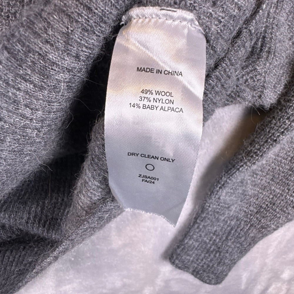Quince Womens XL Grey Wool Baby Alpaca Blend Polo V-Neck Sweater ZJSA001 FA/24 - Picture 5 of 6